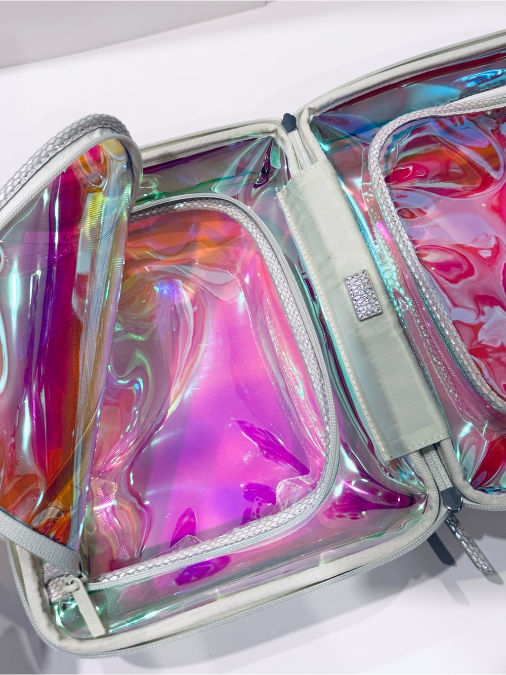Calpak Iridescent Holographic Makeup Organizer - Pink & Blue